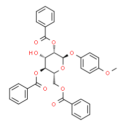 ChemSpider 2D Image | 4-Methoxyphenyl 2,4,6-tri-O-benzoyl-alpha-D-mannopyranoside | C34H30O10
