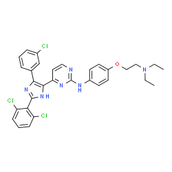 ChemSpider 2D Image | 4-[4-(3-Chlorophenyl)-2-(2,6-dichlorophenyl)-1H-imidazol-5-yl]-N-{4-[2-(diethylamino)ethoxy]phenyl}-2-pyrimidinamine | C31H29Cl3N6O