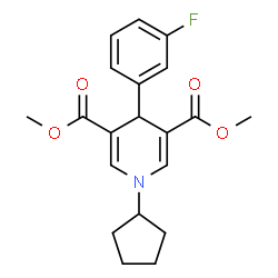 ChemSpider 2D Image | Dimethyl 1-cyclopentyl-4-(3-fluorophenyl)-1,4-dihydro-3,5-pyridinedicarboxylate | C20H22FNO4