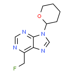 ChemSpider 2D Image | 6-(Fluoromethyl)-9-(tetrahydro-2H-pyran-2-yl)-9H-purine | C11H13FN4O