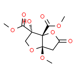 ChemSpider 2D Image | Dimethyl (3S,3aS,6aS)-3-hydroxy-6a-methoxy-5-oxotetrahydrofuro[3,2-b]furan-3,3a(5H)-dicarboxylate | C11H14O9