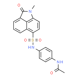 ChemSpider 2D Image | N-(4-{[(1-Methyl-2-oxo-1,2-dihydrobenzo[cd]indol-6-yl)sulfonyl]amino}phenyl)acetamide | C20H17N3O4S