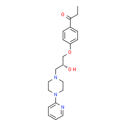 ChemSpider 2D Image | 1-(4-{(2R)-2-Hydroxy-3-[4-(2-pyridinyl)-1-piperazinyl]propoxy}phenyl)-1-propanone | C21H27N3O3