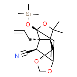ChemSpider 2D Image | (1S,7S,10S,11S,12R)-11-Allyl-9,9-dimethyl-7-[(trimethylsilyl)oxy]-2,4,8-trioxatetracyclo[8.2.1.0~1,5~.0~7,11~]tridec-5-ene-12-carbonitrile | C19H27NO4Si