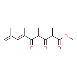 ChemSpider 2D Image | Methyl (6E,8Z)-9-iodo-2,4,6,8-tetramethyl-3,5-dioxo-6,8-nonadienoate | C14H19IO4