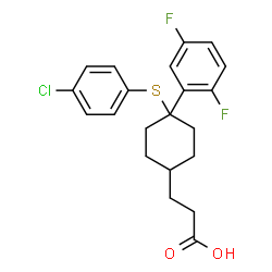 ChemSpider 2D Image | 3-{4-[(4-Chlorophenyl)sulfanyl]-4-(2,5-difluorophenyl)cyclohexyl}propanoic acid | C21H21ClF2O2S