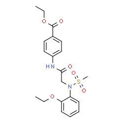 ChemSpider 2D Image | Ethyl 4-{[N-(2-ethoxyphenyl)-N-(methylsulfonyl)glycyl]amino}benzoate | C20H24N2O6S