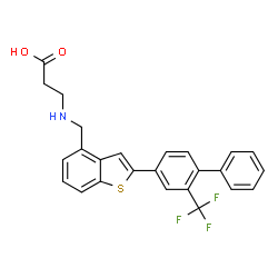 ChemSpider 2D Image | N-({2-[2-(Trifluoromethyl)-4-biphenylyl]-1-benzothiophen-4-yl}methyl)-beta-alanine | C25H20F3NO2S