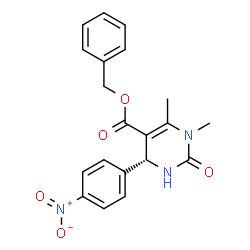 ChemSpider 2D Image | Benzyl (4R)-1,6-dimethyl-4-(4-nitrophenyl)-2-oxo-1,2,3,4-tetrahydro-5-pyrimidinecarboxylate | C20H19N3O5