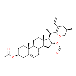 ChemSpider 2D Image | (3beta,16beta,25R)-23-Vinyl-22,27-epoxycholesta-5,22-diene-3,16-diyl diacetate | C33H48O5