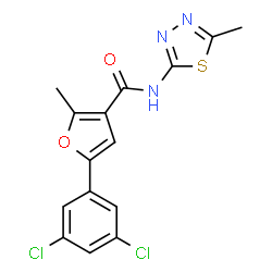 ChemSpider 2D Image | 5-(3,5-Dichlorophenyl)-2-methyl-N-(5-methyl-1,3,4-thiadiazol-2-yl)-3-furamide | C15H11Cl2N3O2S