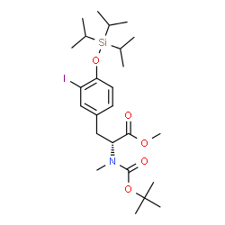 ChemSpider 2D Image | Methyl 3-iodo-N-methyl-N-{[(2-methyl-2-propanyl)oxy]carbonyl}-O-(triisopropylsilyl)-D-tyrosinate | C25H42INO5Si