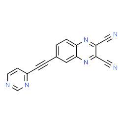 ChemSpider 2D Image | 6-(4-Pyrimidinylethynyl)-2,3-quinoxalinedicarbonitrile | C16H6N6