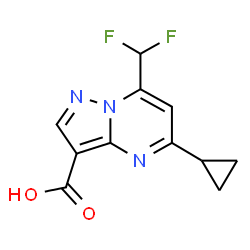 ChemSpider 2D Image | 5-Cyclopropyl-7-difluoromethyl-pyrazolo[1,5-a]pyrimidine-3-carboxylic acid | C11H9F2N3O2