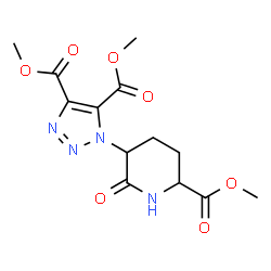 ChemSpider 2D Image | Dimethyl 1-[6-(methoxycarbonyl)-2-oxo-3-piperidinyl]-1H-1,2,3-triazole-4,5-dicarboxylate | C13H16N4O7