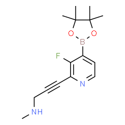 ChemSpider 2D Image | 3-[3-Fluoro-4-(4,4,5,5-tetramethyl-1,3,2-dioxaborolan-2-yl)-2-pyridinyl]-N-methyl-2-propyn-1-amine | C15H20BFN2O2