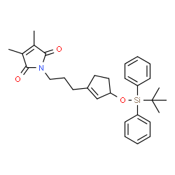ChemSpider 2D Image | 3,4-Dimethyl-1-[3-(3-{[(2-methyl-2-propanyl)(diphenyl)silyl]oxy}-1-cyclopenten-1-yl)propyl]-1H-pyrrole-2,5-dione | C30H37NO3Si