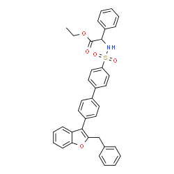 ChemSpider 2D Image | Ethyl ({[4'-(2-benzyl-1-benzofuran-3-yl)-4-biphenylyl]sulfonyl}amino)(phenyl)acetate | C37H31NO5S
