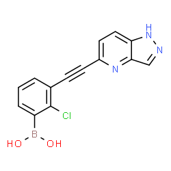 ChemSpider 2D Image | [2-Chloro-3-(1H-pyrazolo[4,3-b]pyridin-5-ylethynyl)phenyl]boronic acid | C14H9BClN3O2