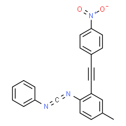 ChemSpider 2D Image | N-{4-Methyl-2-[(4-nitrophenyl)ethynyl]phenyl}-N'-phenylcarbodiimide | C22H15N3O2