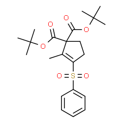 ChemSpider 2D Image | Bis(2-methyl-2-propanyl) 2-methyl-3-(phenylsulfonyl)-2-cyclopentene-1,1-dicarboxylate | C22H30O6S