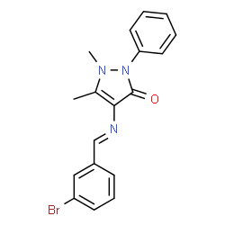 ChemSpider 2D Image | 4-[(3-Bromo-benzylidene)-amino]-1,5-dimethyl-2-phenyl-1,2-dihydro-pyrazol-3-one | C18H16BrN3O
