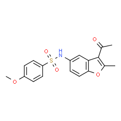 ChemSpider 2D Image | N-(3-Acetyl-2-methyl-benzofuran-5-yl)-4-methoxy-benzenesulfonamide | C18H17NO5S