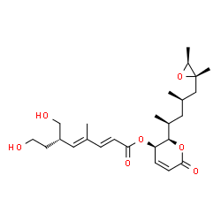 ChemSpider 2D Image | (2R,3R)-2-{(2S,4R)-5-[(2S,3S)-2,3-Dimethyl-2-oxiranyl]-4-methyl-2-pentanyl}-6-oxo-3,6-dihydro-2H-pyran-3-yl (2E,4E,6S)-8-hydroxy-6-(hydroxymethyl)-4-methyl-2,4-octadienoate | C25H38O7