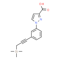 ChemSpider 2D Image | 1-{3-[3-(Trimethylsilyl)-1-propyn-1-yl]phenyl}-1H-pyrazole-3-carboxylic acid | C16H18N2O2Si