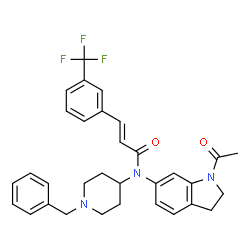 ChemSpider 2D Image | (2E)-N-(1-Acetyl-2,3-dihydro-1H-indol-6-yl)-N-(1-benzyl-4-piperidinyl)-3-[3-(trifluoromethyl)phenyl]acrylamide | C32H32F3N3O2
