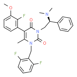 ChemSpider 2D Image | 1-(2,6-Difluorobenzyl)-3-[(2S)-2-(dimethylamino)-2-phenylethyl]-5-(2-fluoro-3-methoxyphenyl)-6-methyl-2,4(1H,3H)-pyrimidinedione | C29H28F3N3O3