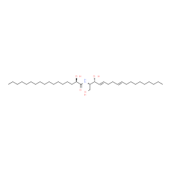 ChemSpider 2D Image | (2R)-N-[(2S,3R,4E,8E)-1,3-Dihydroxy-4,8-octadecadien-2-yl]-2-hydroxyheptadecanamide | C35H67NO4
