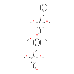 ChemSpider 2D Image | 4-[(4-{[4-(Benzyloxy)-3,5-dimethoxybenzyl]oxy}-3,5-dimethoxybenzyl)oxy]-3,5-dimethoxybenzaldehyde | C34H36O10