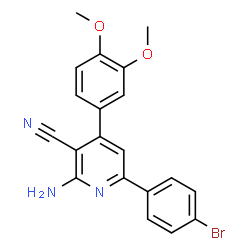 ChemSpider 2D Image | 2-Amino-6-(4-bromophenyl)-4-(3,4-dimethoxyphenyl)nicotinonitrile | C20H16BrN3O2