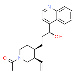 ChemSpider 2D Image | 1-{(3R,4R)-4-[(3R)-3-Hydroxy-3-(4-quinolinyl)propyl]-3-vinyl-1-piperidinyl}ethanone | C21H26N2O2