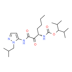 ChemSpider 2D Image | 2,4-Dimethyl-3-pentanyl {(3S)-1-[(1-isobutyl-1H-pyrazol-5-yl)amino]-1,2-dioxo-3-heptanyl}carbamate | C22H38N4O4