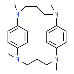 ChemSpider 2D Image | 2,6,11,15-Tetramethyl-2,6,11,15-tetraazatricyclo[14.2.2.2~7,10~]docosa-1(18),7,9,16,19,21-hexaene | C22H32N4
