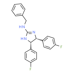 ChemSpider 2D Image | (4R,5S)-N-Benzyl-4,5-bis(4-fluorophenyl)-4,5-dihydro-1H-imidazol-2-amine | C22H19F2N3