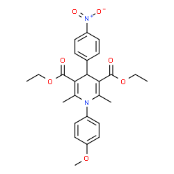 ChemSpider 2D Image | Diethyl 1-(4-methoxyphenyl)-2,6-dimethyl-4-(4-nitrophenyl)-1,4-dihydro-3,5-pyridinedicarboxylate | C26H28N2O7