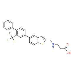 ChemSpider 2D Image | N-({5-[2-(Trifluoromethyl)-4-biphenylyl]-1-benzothiophen-2-yl}methyl)-beta-alanine | C25H20F3NO2S