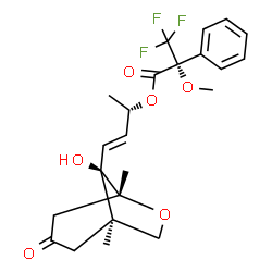 ChemSpider 2D Image | (2S,3E)-4-[(1R,5R,8R)-8-Hydroxy-1,5-dimethyl-3-oxo-6-oxabicyclo[3.2.1]oct-8-yl]-3-buten-2-yl (2R)-3,3,3-trifluoro-2-methoxy-2-phenylpropanoate | C23H27F3O6