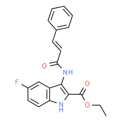 ChemSpider 2D Image | Ethyl 5-fluoro-3-{[(2E)-3-phenyl-2-propenoyl]amino}-1H-indole-2-carboxylate | C20H17FN2O3