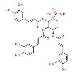 ChemSpider 2D Image | (1R,2S,3S,4R)-2,3,4-Tris{[(2E)-3-(3,4-dihydroxyphenyl)-2-propenoyl]oxy}-1-hydroxycyclohexanecarboxylic acid | C34H30O15