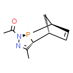 ChemSpider 2D Image | 1-[(1S,2S,6R,7R)-5-Methyl-3,4-diaza-2-phosphatricyclo[5.2.1.0~2,6~]deca-4,8-dien-3-yl]ethanone | C10H13N2OP