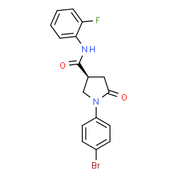ChemSpider 2D Image | (3S)-1-(4-Bromophenyl)-N-(2-fluorophenyl)-5-oxo-3-pyrrolidinecarboxamide | C17H14BrFN2O2