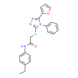 ChemSpider 2D Image | N-(4-Ethylphenyl)-2-{[5-(2-furyl)-4-phenyl-4H-1,2,4-triazol-3-yl]sulfanyl}acetamide | C22H20N4O2S