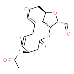 ChemSpider 2D Image | (1R,5R,13R,15S)-10-Chloro-15-formyl-6-methyl-3-oxo-2,14-dioxabicyclo[11.2.1]hexadeca-6,9-dien-5-yl acetate | C18H23ClO6