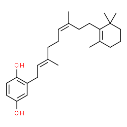 ChemSpider 2D Image | 2-[(2E,6Z)-3,7-Dimethyl-9-(2,6,6-trimethyl-1-cyclohexen-1-yl)-2,6-nonadien-1-yl]-1,4-benzenediol | C26H38O2