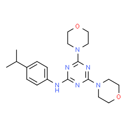 ChemSpider 2D Image | N-(4-Isopropylphenyl)-4,6-di(4-morpholinyl)-1,3,5-triazin-2-amine | C20H28N6O2