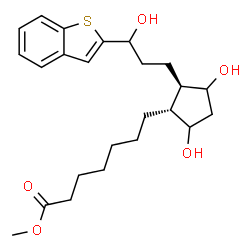 ChemSpider 2D Image | Methyl 7-{(1R,2R)-2-[3-(1-benzothiophen-2-yl)-3-hydroxypropyl]-3,5-dihydroxycyclopentyl}heptanoate | C24H34O5S